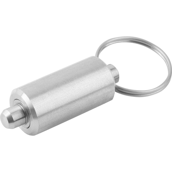 Indexing Plunger Wo Collar Size:2, D1=14, D=6, L=57, Form:V W Key Ring Wo. Groove, Ss Hardened
